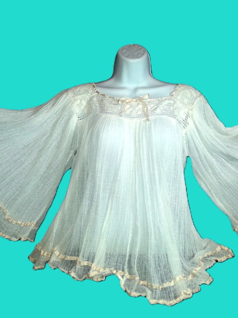 VNTG 1970’S MEXICAN GAUZE ANGLE SLEEVE BLOUSE